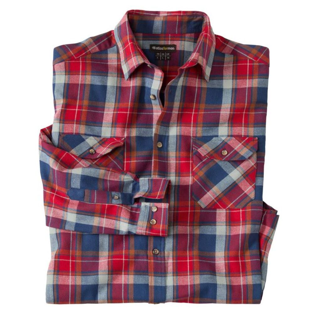 Atlas For Men Mens Checked Flannel Shirt / Red/Blue